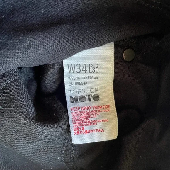 TOPSHOP Moto Jamie Petite High Waist Black Jeans W34L30 - Picture 9 of 12